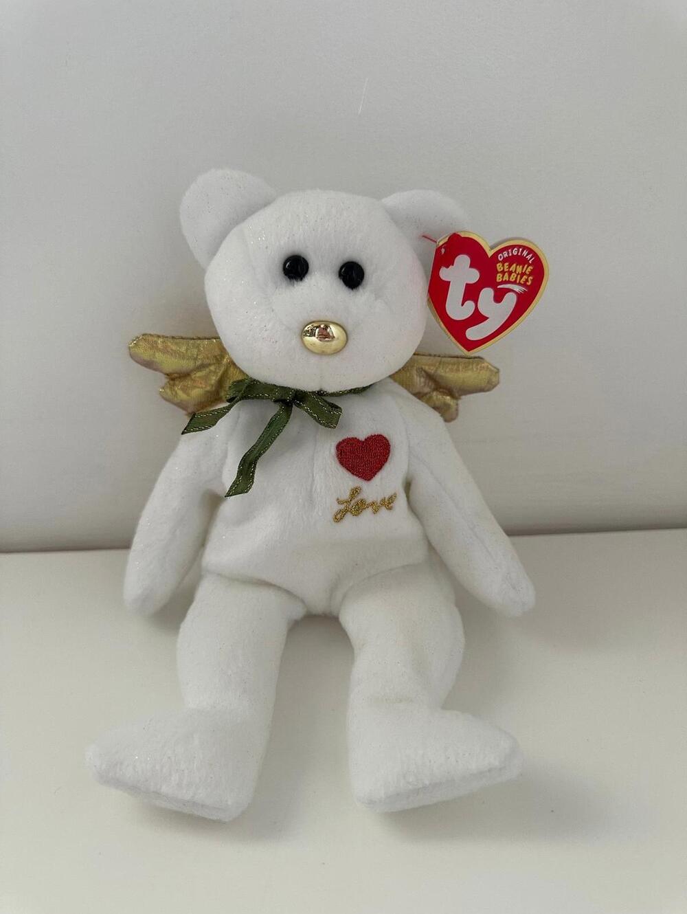 Ty Beanie Baby “Gift” the Angel Bear with Wings - White Version Love  (8.5 inch)